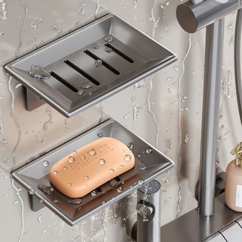 1-2ШТ Пространственный алюминиевый держатель для мыла для душа Настенная Мыльница Кухонная Губка Контейнер для Мыла Аксессуары для ванной комнаты