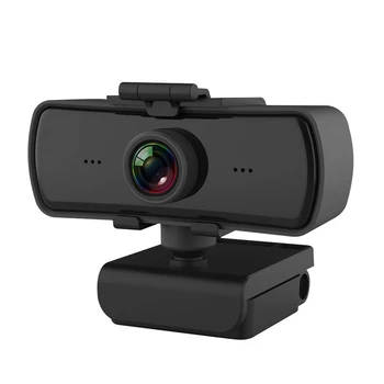 1 ШТ. Веб-камера с микрофоном 360-градусной регулировки USB Пластик Full HD 2K Для компьютера Цифровая веб-камера с автофокусом для ПК Веб-камера