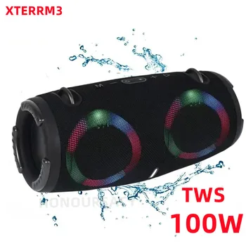100 Вт высокомощный bluetooth динамик портативный RGB красочный свет водонепроницаемый беспроводной сабвуфер360stereo surround TWS Caixa de som