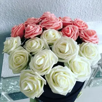 25шт 8 см искусственных розовых цветов из пенополиэтилена, свадебные букеты для свадебного стола, украшения для домашней вечеринки, принадлежности для вырезок своими руками