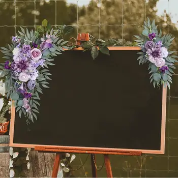 2x Имитация свадебных цветочных украшений Приветственный знак Цветочные композиции Свадебные приветственные знаки для организации церемонии Фоновый декор для приема гостей