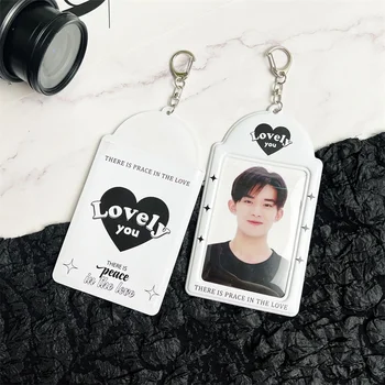 3-дюймовый кавайный держатель для фотокарточек Kpop Idol Photo Card Holder Photo Cute Bus Card Idol Idol Photocard Pendant Keychain