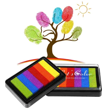 4 Шт Детская Чернильница Пигментные Штампы Изготовление Карточек Моющиеся Радужные Цветные Разноцветные DIY Child
