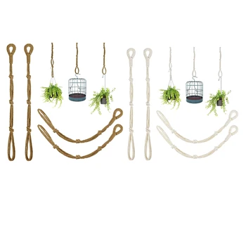 4 Штуки Макраме Бежевый Удлинитель для растений Удлинитель для веревочных подвесных корзин для растений Большие подвесные держатели для горшков для растений