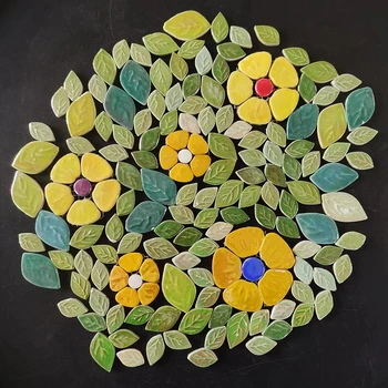 500 г Красочной керамической мозаичной плитки с отрывными листьями и цветами, пазл 