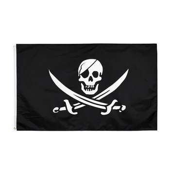 60X90/90X50CM Пиратский Флаг Джека Рэкхема 3x5 футов Развевающийся Баннер Двойной Нож Череп Веселый Роджер футов Декор Флага, флаговый Баннер Флаг Баннер