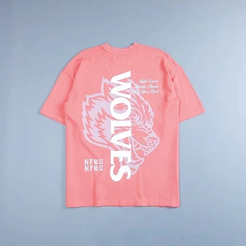 DARC SPORT SHE Pink Big Wolves, хлопковая мужская и женская футболка оверсайз, летние свободные футболки для тренировок, дышащие футболки для пары, топы