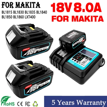 Makita 18V 6.0 8.0Ah Аккумуляторная Батарея Для Электроинструментов Makita со Светодиодной Литий-ионной Заменой LXT BL1860 1850 вольт 6000 мАч
