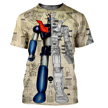 Mazinger Z Мужская футболка, Новая Модная Крутая футболка с 3D принтом и коротким рукавом, Футболка в стиле Харадзюку, Уличная Одежда, Мужские Летние Топы, Одежда