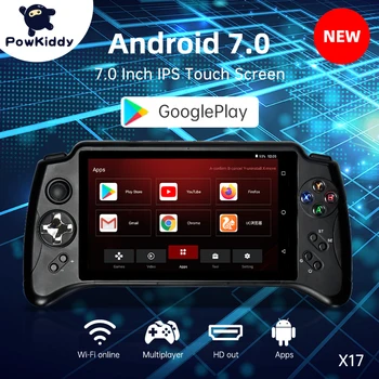 POWKIDDY Новая Портативная Игровая Консоль X17 Android 7.0 с 7-дюймовым IPS Сенсорным экраном MTK 8163 Quad Core 2G RAM 32G ROM Ретро-игровые Плееры