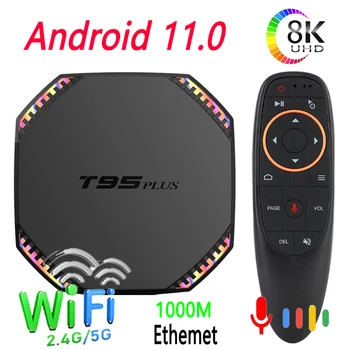 T95 Plus Android 11,0 Smart TV Box 2,4 g и 5g Wifi Голосовой Помощник 8K 4g 8g 32g 64g Мини медиаплеер