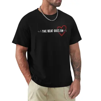 The Beat Goes On Выживший после сердечного приступа Выздоравливает, подарочная футболка, футболки в тяжелом весе, винтажная футболка, милые топы, футболка с коротким рукавом, мужская