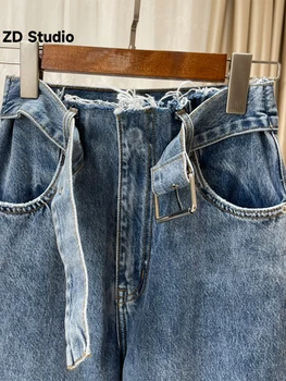 [ZD Studio] Весна 2023, Новые джинсы WA Family с высокой талией и широкими штанинами, расслабленные Свободные узкие брюки с широкими штанинами