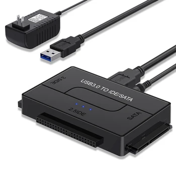 Адаптер жесткого диска USB 3.0 к IDE/SATA Скорость адаптера USB К SATA/IDE HDD/SSD 6 Гбит/с с Адаптером питания 12V/2A для 2,5 /3,5 жестких дисков/SSD