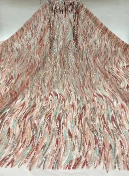 Африканская кружевная ткань 2023, Высококачественная Французская кружевная ткань С вышивкой пайетками, Нигерийская кружевная ткань для платья