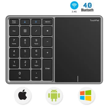 Беспроводная цифровая клавиатура 2.4G с сенсорной панелью Цифровая клавиатура Bluetooth с возможностью подзарядки для Android Windows IOS