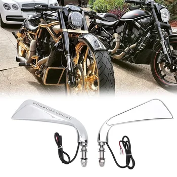 Боковое зеркало заднего вида в виде серпа мотоцикла со светодиодным указателем поворота для Dyna Fatboy Softail Sportster