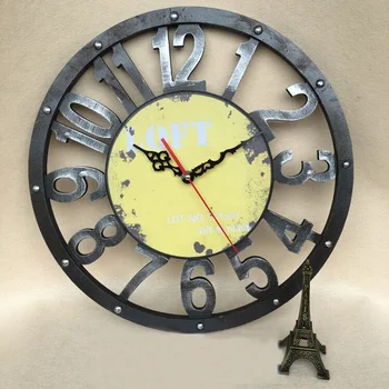 Большие настенные часы Gear 3d Из дерева Винтажные Креативные часы для украшения стен кофейни в стиле Лофт, Настенная роспись в стиле Модерн