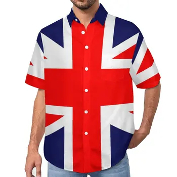 Большой Британский Флаг Рубашка Для Отдыха С Принтом Гавайских Флагов Повседневные Рубашки Мужские Винтажные Блузки С Коротким Рукавом Одежда С Рисунком 3XL 4XL