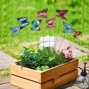 Букет бабочек, Садовое кашпо, Красочные причудливые колья с бабочками, декор для улицы, Садовое украшение