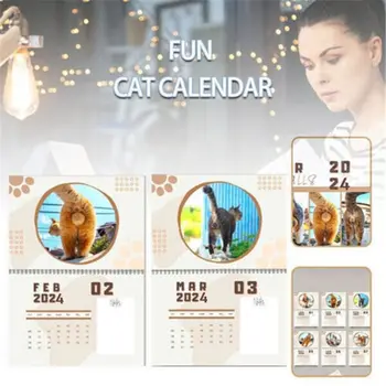 Бумажный календарь с отверстиями для кошек, креативные новогодние подарки, планирование времени, настенный календарь, подарок для декора стен, календарь на 2024 год для дома