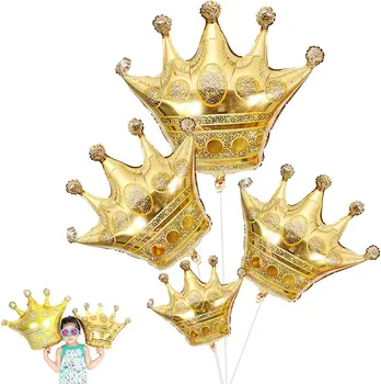 Воздушные шары в форме короны | Шары в форме короны из золотой фольги, декор из воздушных шаров 