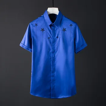 Высококачественные роскошные ювелирные изделия, летняя мужская рубашка с короткими рукавами, мужская рубашка с пентаграммой, неглаженая дышащая рубашка для мужчин