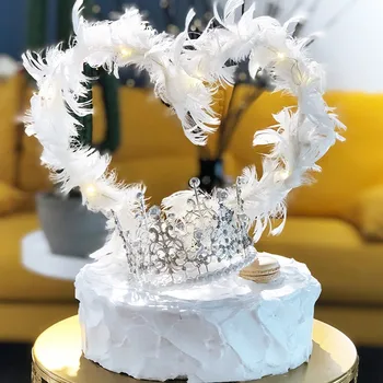Гирлянда для украшения торта из перьев, с Днем Рождения, Принц, Тематика принцессы, Свадебные Железные топперы для торта, сувениры, принадлежности для вечеринок