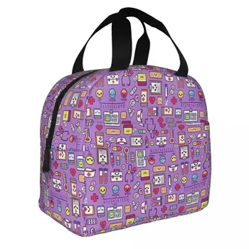 Горжусь тем, что я медсестра Фиолетовая Медицинская сумка для ланча с изоляцией для медсестры Портативный контейнер для еды Термосумка-Тоут Ланч-бокс Сумка для хранения продуктов