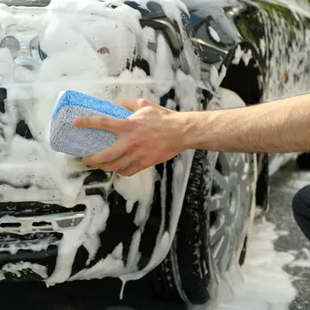 Губка для мытья автомобиля из микрофибры 4шт Губки для автоматической чистки, Коврик для мытья, Принадлежности для автоматической детализации, Инструмент для чистки автомобиля, Автомобильные аксессуары