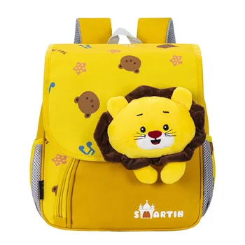 Детский школьный ранец Little Lion, Мультяшный милый рюкзак для мальчиков и девочек из детского сада, легкий рюкзак с защитой от гребня