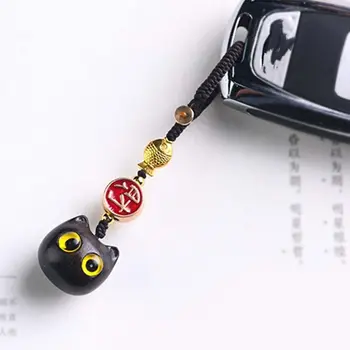 Дизайн ниши Fortune Cat Привлекательный Подарок на Годовщину в Китайском стиле Брелок для ключей Деревянная Цепочка для ключей Автомобильная Цепочка для ключей Подвеска для сумки