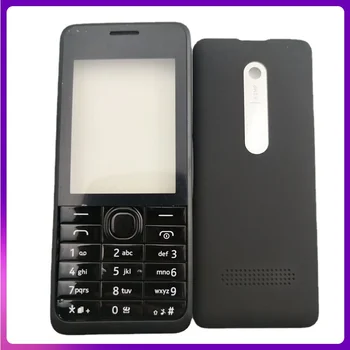 Для Nokia Asha 301 N301 Версия с двумя картами Полный корпус Передняя рамка + задняя крышка аккумулятора + клавиатура на английском языке