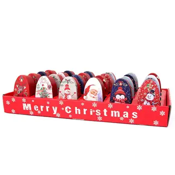Железные коробки для конфет Праздничные Рождественские контейнеры для хранения Санта Снеговик Банки для печенья для угощений Подарки Детские подарочные украшения
