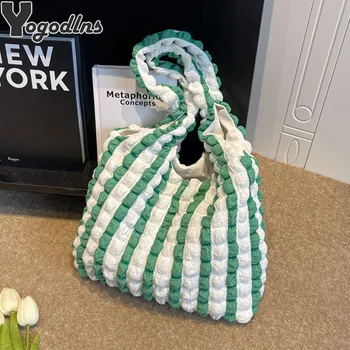Женская клетчатая сумка подмышками, вместительная хлопчатобумажная сумочка и кошелек для путешествий, сумка для покупок большой емкости