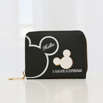 Женский кошелек Disney Mickey для девочек, простая модная сумка с несколькими картами с принтом, большая емкость для хранения мелочи, квадратный короткий маленький кошелек
