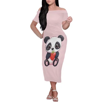 Изысканное женское летнее сексуальное модное элегантное платье в китайском стиле с принтом панды из китайского национального достояния Китая