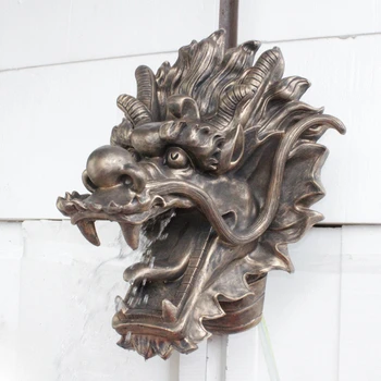 Китайское Животное Золотая Голова Дракона Настенный Кулон Ресторан Пейзаж FRP Брызги Воды Скульптура