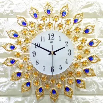 Кованое железо золотые настенные часы для гостиной креативные электронные часы для спальни в европейском стиле кварцевые настенные часы