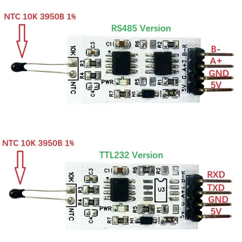 Коллектор Modbus RTU Модуль mini RS485 Температура RS232 (TTL) 10K 3950 NTC Термисторный резистор заменить DS18B20 PT100