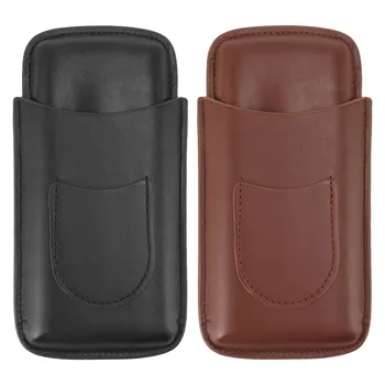 Коробка для переноски сигар Портативный кожаный передний карман тонкой прошивки, безопасное хранение, Вместительный портсигар для путешествий