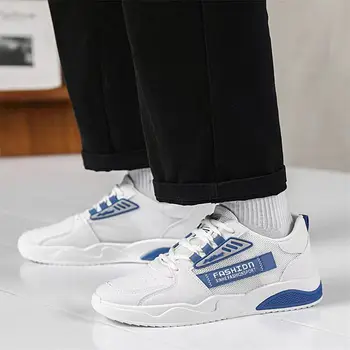Кроссовки с дышащей сеткой, мужские повседневные трендовые туфли на плоской подошве со шнуровкой, Нескользящая удобная вулканизированная обувь в корейском стиле Sapato Masculino