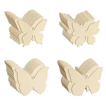 Легкие деревянные украшения в виде бабочек, сделанные своими руками, незаконченные деревянные диски в виде щепок для изготовления декора, плоские края в виде бабочек, деревянные