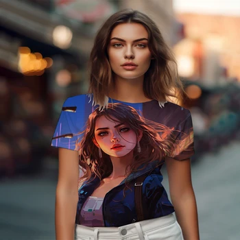 Летняя новая женская футболка с 3D принтом, женская футболка в японском стиле, повседневная женская футболка, модный тренд, свободная женская футболка