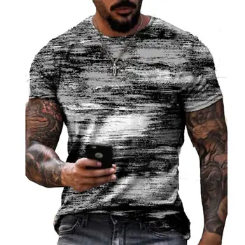 Летняя уличная одежда с 3D-печатью и граффити из полиэстера С вырезом на шее и коротким рукавом, повседневные свободные футболки, мужская одежда 6XL