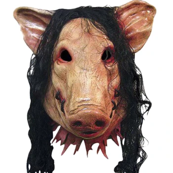 Маска на голову свиньи со страшной пилой на Хэллоуин, косплей, вечеринка, Ужасные Маски животных, Костюм ужасов для взрослых, маскарадные аксессуары для костюмов