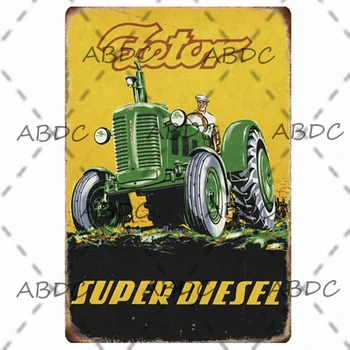 Металлическая жестяная вывеска Zetor Super Diesel, винтажный веселый плакат, украшение стен внутри и снаружи фермерского дома