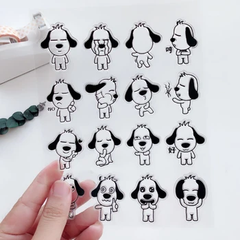 Милый мультфильм собака выражения прозрачный силиконовый штамп ноутбука рук украшения DIY инструменты студент домашнее задание печати