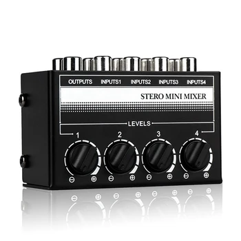 Мини-стереомикшер CX400, 4-канальный пассивный микшерный микрофон, Многоканальный стереоразветвитель 1 на 4 выхода для студии