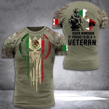 Мужская футболка с флагом Мексики, оверсайз, военные футболки в отставке с графическим рисунком, повседневные футболки с коротким рукавом, Мексиканская уличная мужская одежда